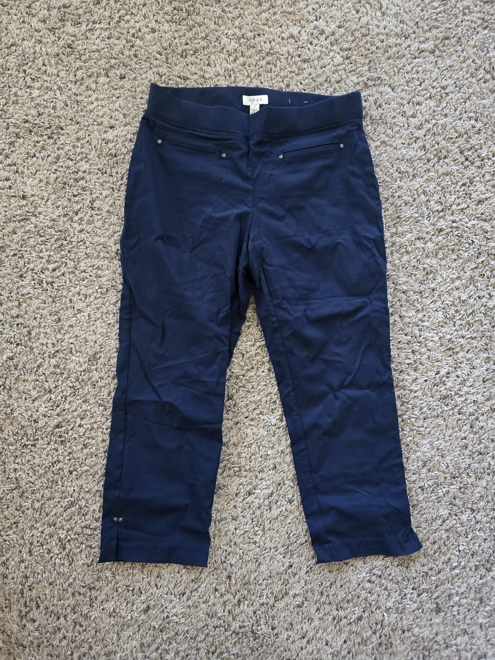 Style & Co. Navy Pull-On Capri Pants Size M